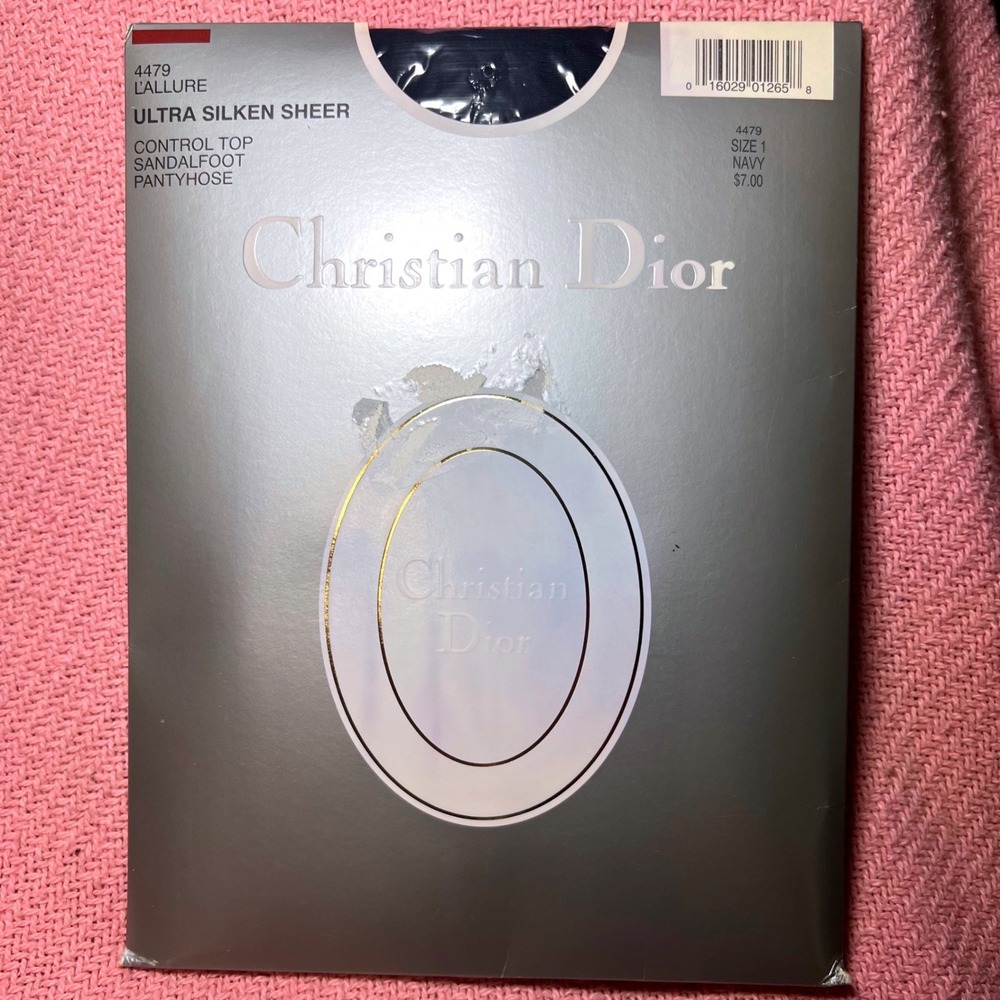 Vintage Christian Dior LAllure Ultra Silken Sheer Pantyhose Navy Blue Size‎ 1